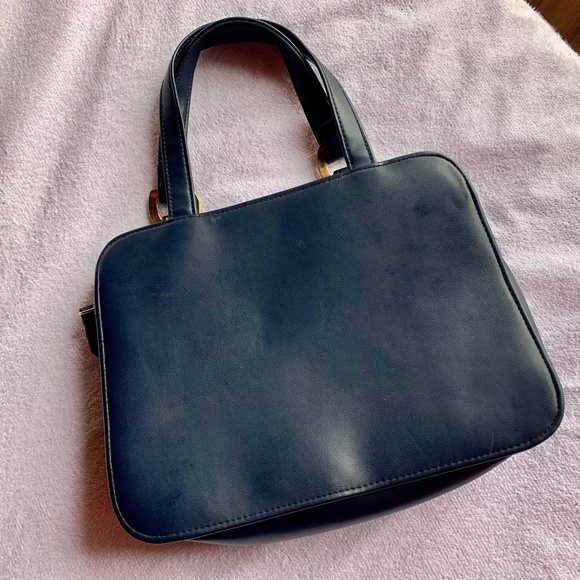Liz Claiborne Navy Squared Satchel - Picture 3 of 5
